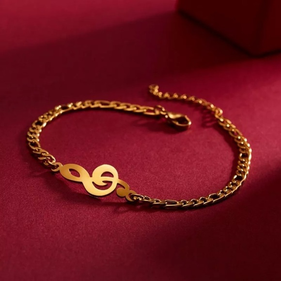 Gold Treble Clef Adjustable Bracelet - Picture 2 of 6
